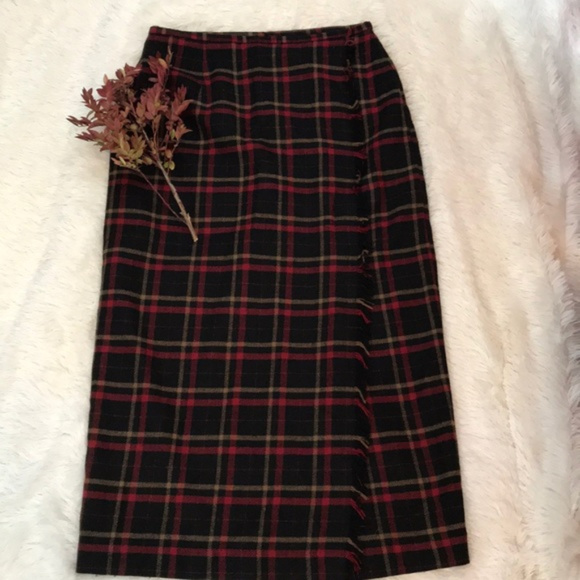 Michele Dresses & Skirts - Vintage Faux Wrap Plaid Skirt